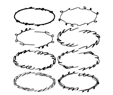 Set of ellipse shapes frames. Collection of black oval borders. Bundle of ele Stock-Illustration