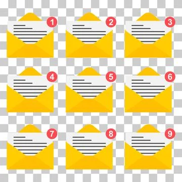 Set of Email business icon, flat web client message sign, mail app vector ill Ilustração Stock