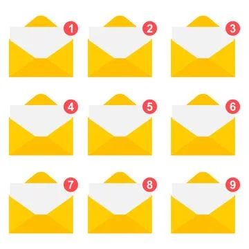 Set of Email business icon, flat web client message sign, mail app vector ill Stock Illustration