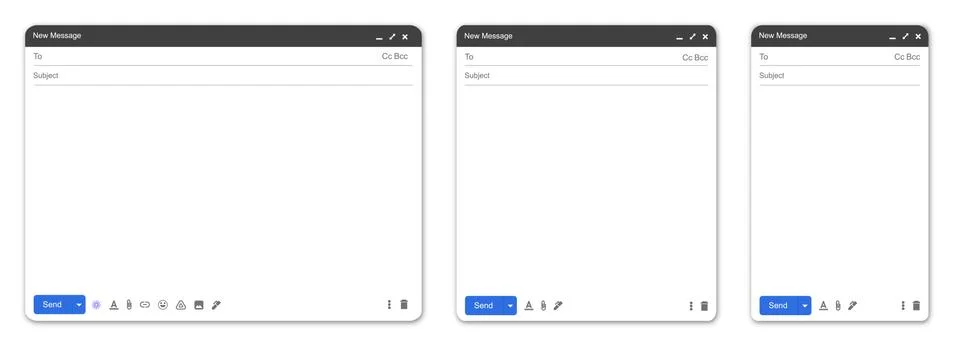 Set of email interface. Mail mockup window for feedback form 스톡 일러스트