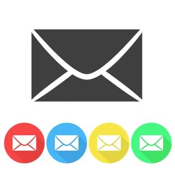 Set of email letter flat icon button, stock vector illustration Stock Illustration