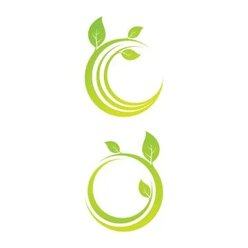 Set of emblem leaf design elements shaped circular 스톡 일러스트