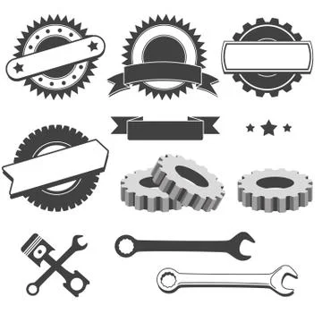 Set of emblem, logotype element for mechanic, garage, car repair, auto service Illustrazione stock