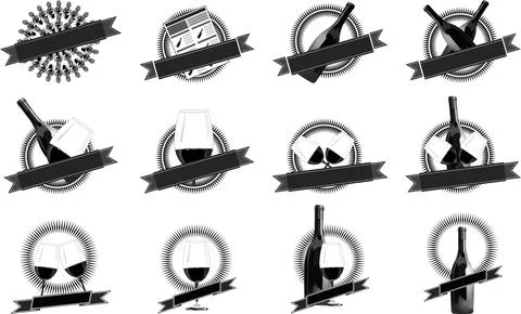 Set of emblems about wine Stock Illustration