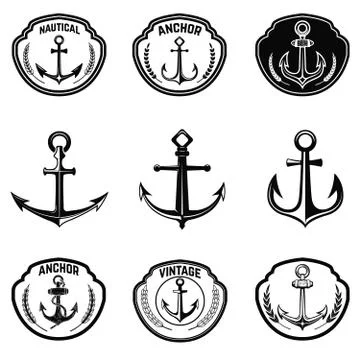 Set of the emblems with anchor. Design elements for poster, t-sh Illustrazione stock