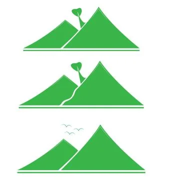 A set of emblems green mountains with tree Stock Illustration