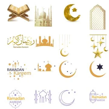 Set of emblems for Islamic holy Ramadan traditions Stock Illustration