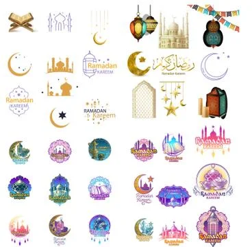 Set of emblems for Islamic holy Ramadan traditions Stock Illustration