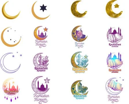Set of emblems for Islamic holy Ramadan traditions Stock Illustration