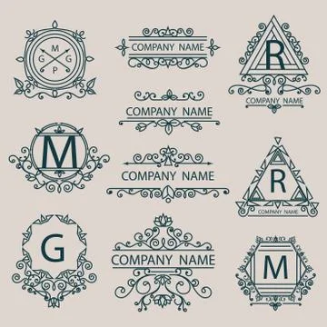 Set emblems, monogram company logos business style Illustrazione stock