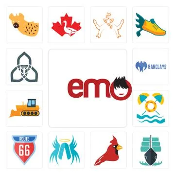 Set of emo, tall ship, cardinal bird, archangel, route 66, pool party, dozer, Free Stock Illustration