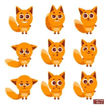 Set of emoji cute fox. イラスト素材