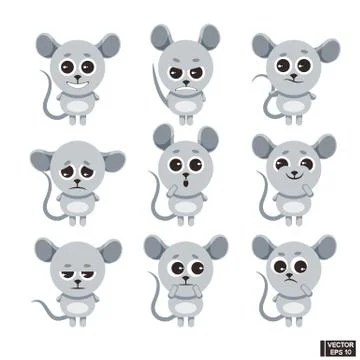 Set of emoji cute mouse. Stock Illustration