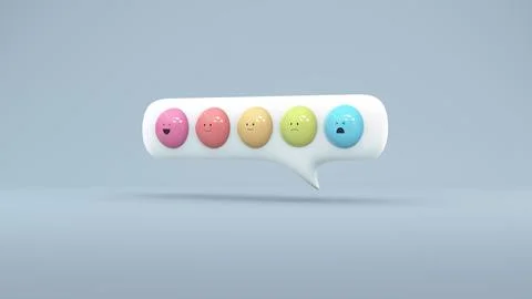Set of Emoji Emoticons in Speech Bubble With Sad and Happy Mood. Stock Illustration