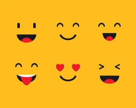 Set Emoji on a yellow background. Vector illustration. EPS 10 Stock Illustration