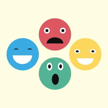 A set of emoticons of different colors for use in website design Stock Illustration