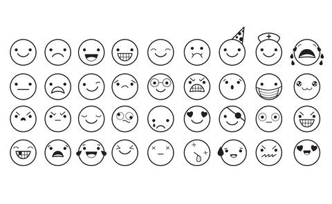 Set of emoticons with different mood Stock Illustration