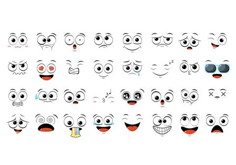 Set of emoticons with different mood Stock Illustration