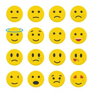 Set Emoticons icons, in flat style, vector illustration Stock Illustration