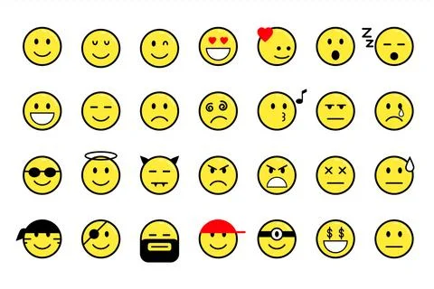 Set of Emoticons icons - Smiley -Vector illustration on white background Stock Illustration