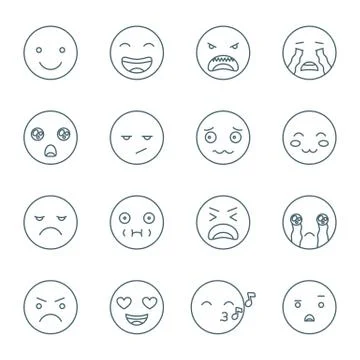 Set of emoticons, linear style Stock Illustration