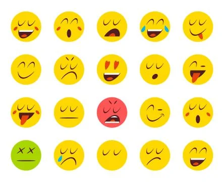 Set of Emoticons or Emoji. Vector Illustration. Stock Illustration