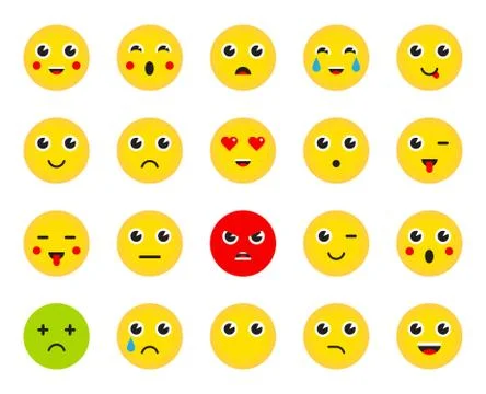 Set of Emoticons or Emoji. Vector Illustration. Stock Illustration