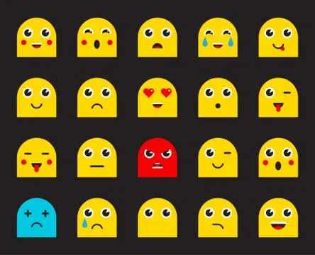 Set of Emoticons or Emoji. Vector Illustration. Stock Illustration