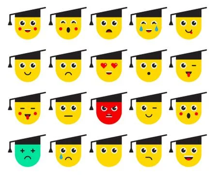 Set of Emoticons or Emoji. Vector Illustration. Stock Illustration