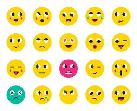 Set of Emoticons or Emoji. Vector Illustration. Stock Illustration
