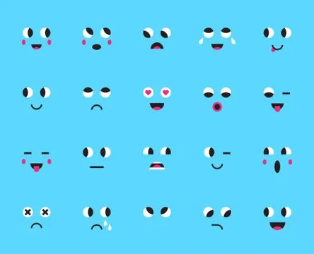 Set of Emoticons or Emoji. Vector Illustration. Stock Illustration