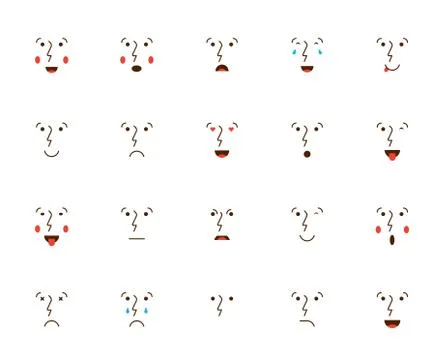 Set of Emoticons or Emoji. Vector Illustration. Stock Illustration
