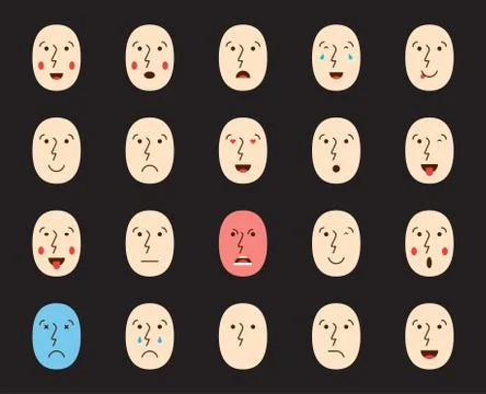 Set of Emoticons or Emoji. Vector Illustration. Stock Illustration