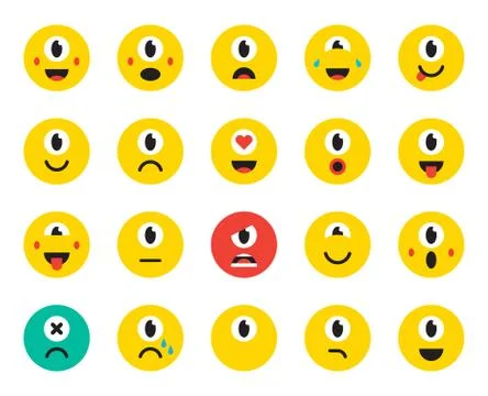 Set of Emoticons or Emoji. Vector Illustration. Stock Illustration