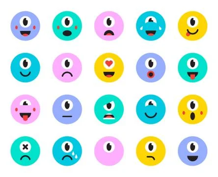 Set of Emoticons or Emoji. Vector Illustration. Stock Illustration
