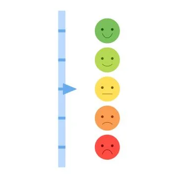 Set of Emoticons for rating scale satisfaction. Level emoji, mood Icons, scale Stock Illustration