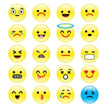 Set of Emotion and different smileys vector. Stock Illustration