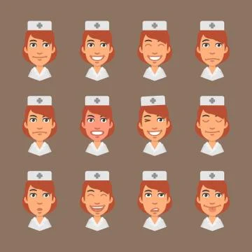Set Emotions Nurse Stock Illustration