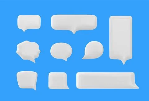 Set of empty 3D chat bubbles for social networks. Isolated iPhone. Stock Illustration