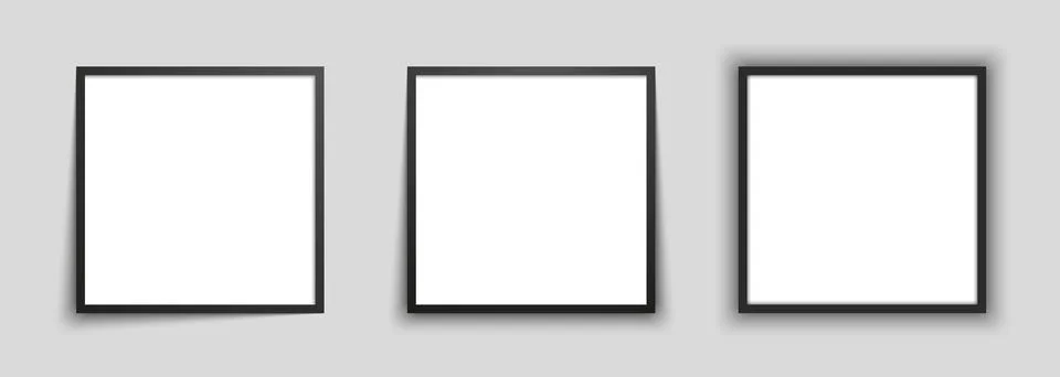 Set of empty black square photo frames with different shadow effects Stock Illustration
