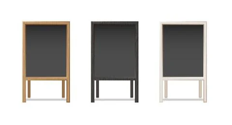 Set of Empty blank Chalkboard mockup template. Street advertising outdoor menu Stock Illustration