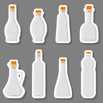 Set of empty bottles with cork for oil Stock Illustration