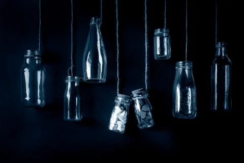 Set of empty bottles Stock Photos