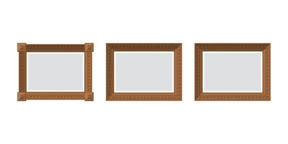 Set of empty brown frames. Isolated. Flat style. Stockillustratie