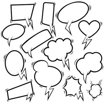 Set of empty comic speech bubbles. Design element for poster, card, banner, f Illustrazione stock