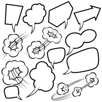 Set of empty comic speech bubbles. Design element for poster, card, banner, f Illustrazione stock