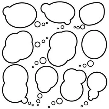 Set of empty comic speech bubbles. Design element for poster, card, banner, f Illustrazione stock
