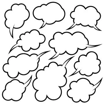 Set of empty comic speech bubbles. Design element for poster, card, banner, f Stock Illustration