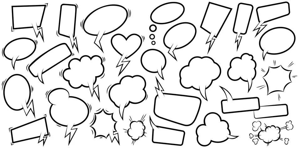 Set of empty comic speech bubbles. Design element for poster, t shirt, emblem Stock Illustration