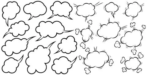 Set of empty comic speech bubbles. Design element for poster, t shirt, emblem Stock-Illustration